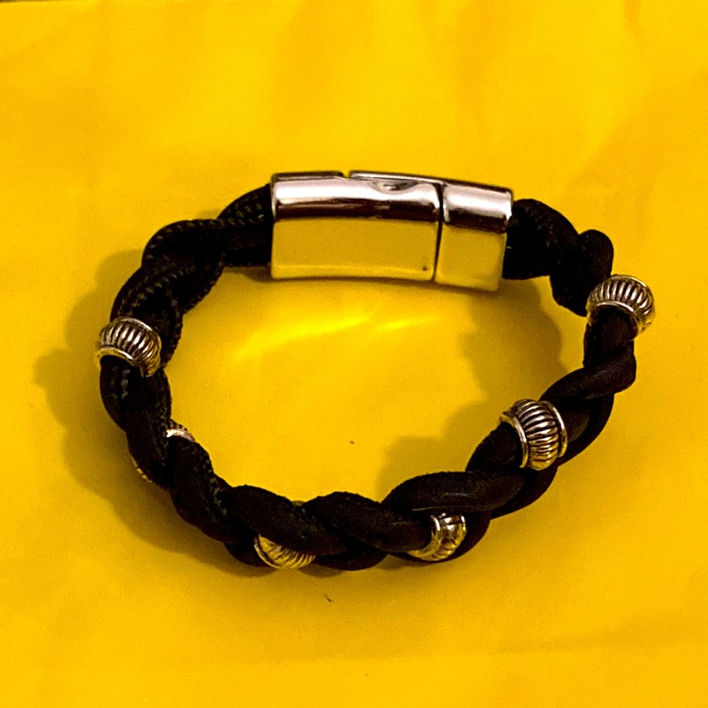 Handmade Genuine Cork Bracelet with Silver Beads